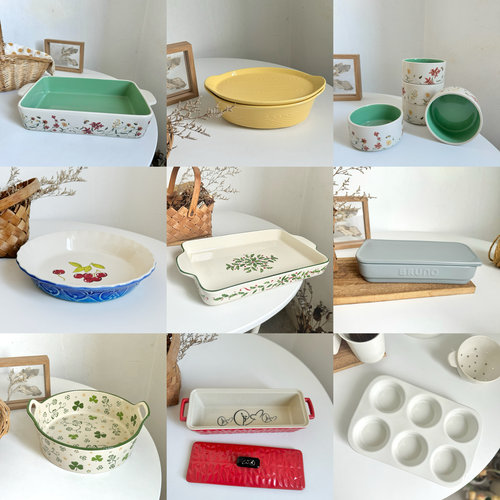 北欧外贸陶瓷烤盘子餐具家用烤箱烘焙空气炸锅专用釉下彩耐热微瑕