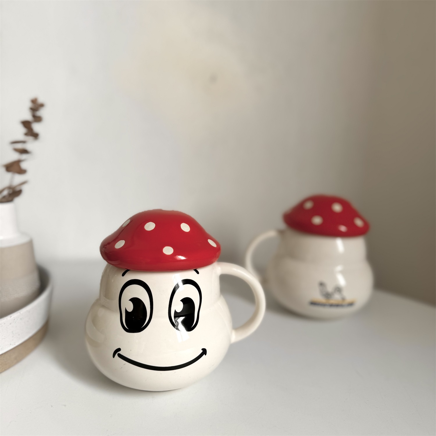 600ml大容量带盖杯子陶瓷可爱