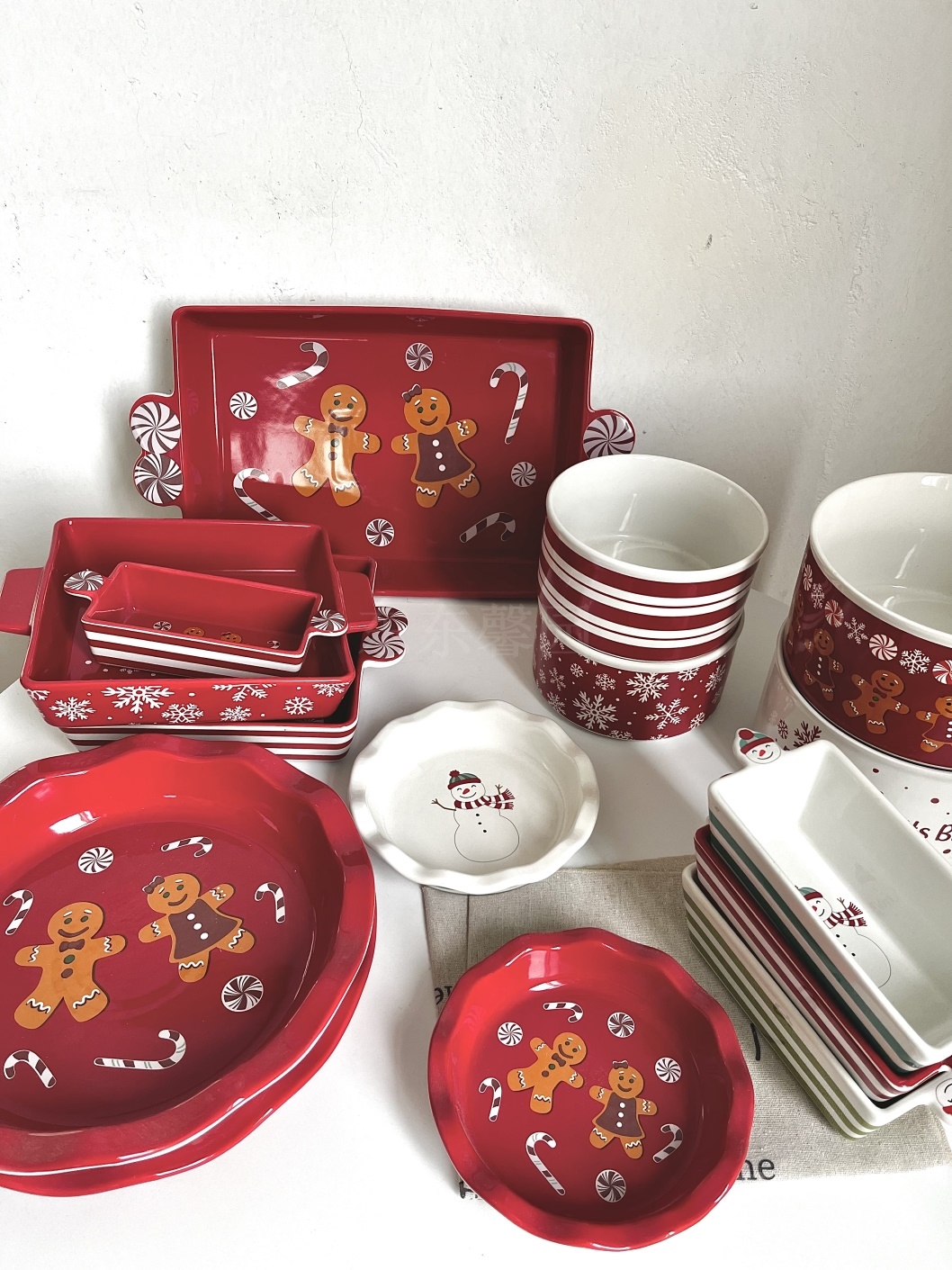 圣诞红色系列餐具烤盘炸鸡分享碗