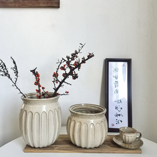 复古北欧大尺寸花插火棘果雪柳梅花桃花枝条水培花瓶外贸瑕疵罐子