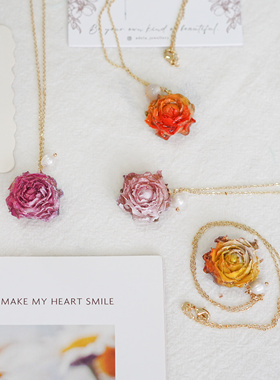 2025新款爆款饰品女气质天然干花真花项链