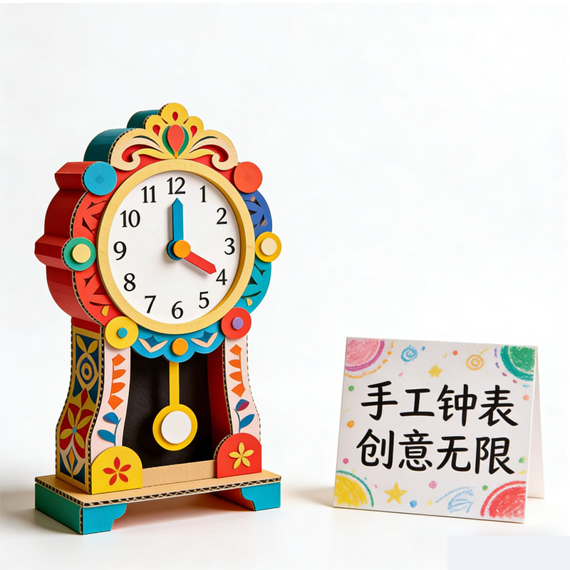 马年创意手工自制时钟表一二年级手工创意粘贴类