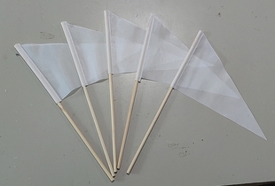 8号带杆纯色小白旗白色三角旗小红旗标记旗投降小白旗