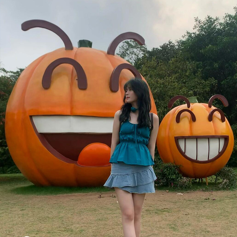 创意卡通南瓜模型户外园林景观装饰打卡玻璃钢雕塑丰收节粮仓摆件