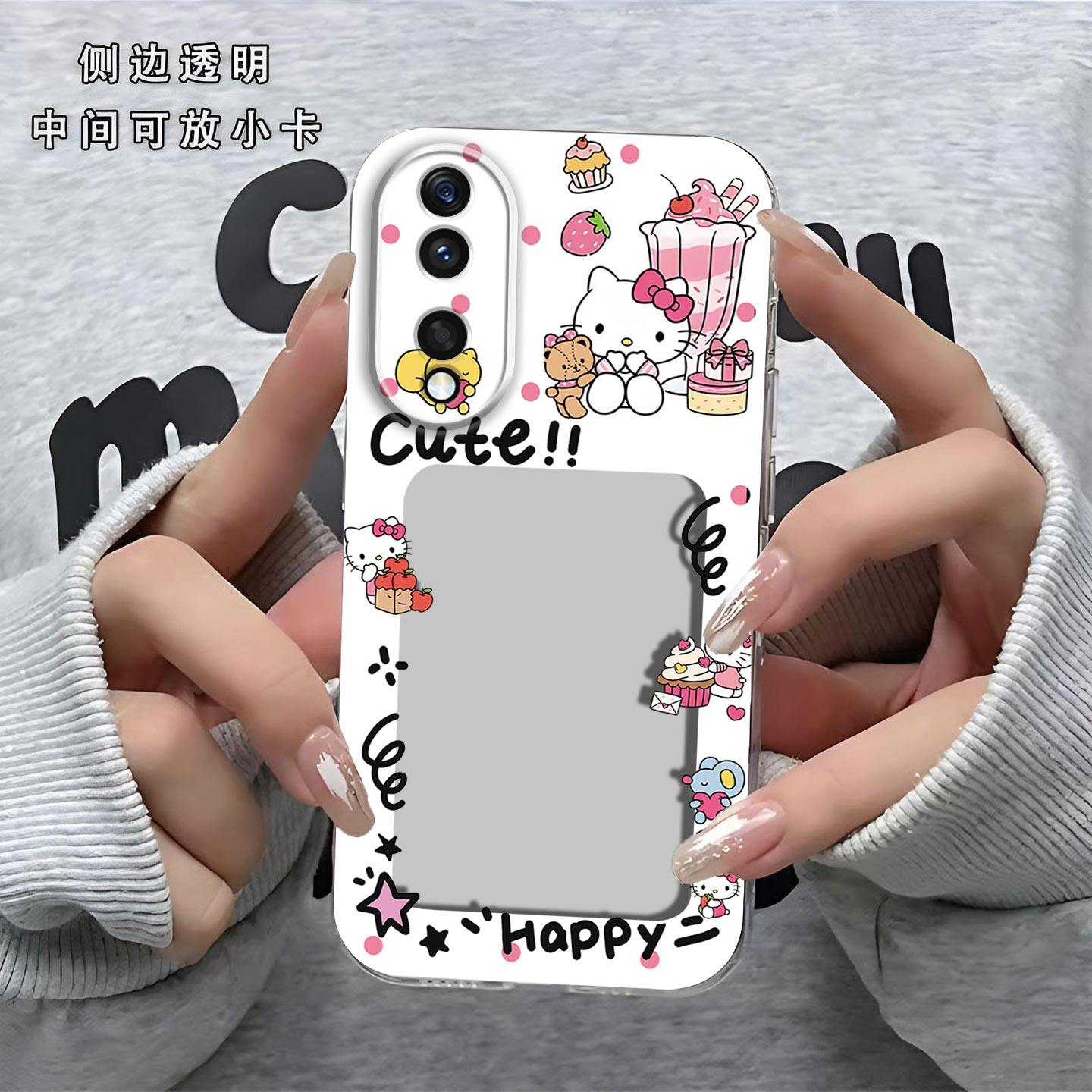 可爱KT猫相框可放照片适用荣耀90手机壳荣耀90Pro镜头全包REAAN00磨砂防摔软壳保护套直边REP-AN00新款手机套