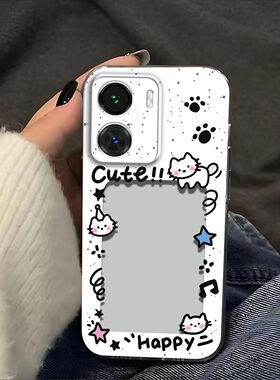 猫抓相框放照片适用iQOOZ7手机壳iQOO z7i镜头全包V2270A防摔硅胶软壳高级感V2230EA保护套超薄可爱小卡新款x