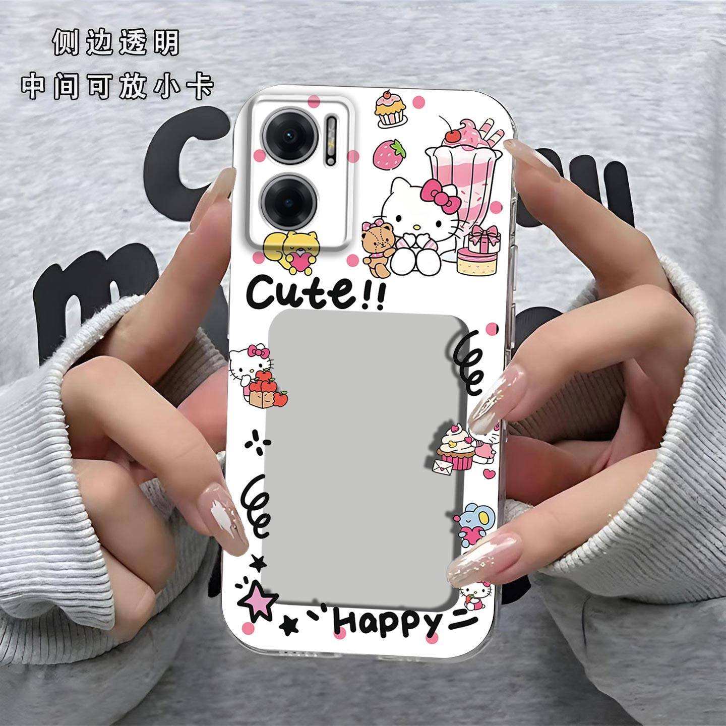 可爱KT猫相框可放照片适用于红米Note11E手机壳Redmi小米note11ePro镜头全包磨砂防摔软壳保护套直边创意新款