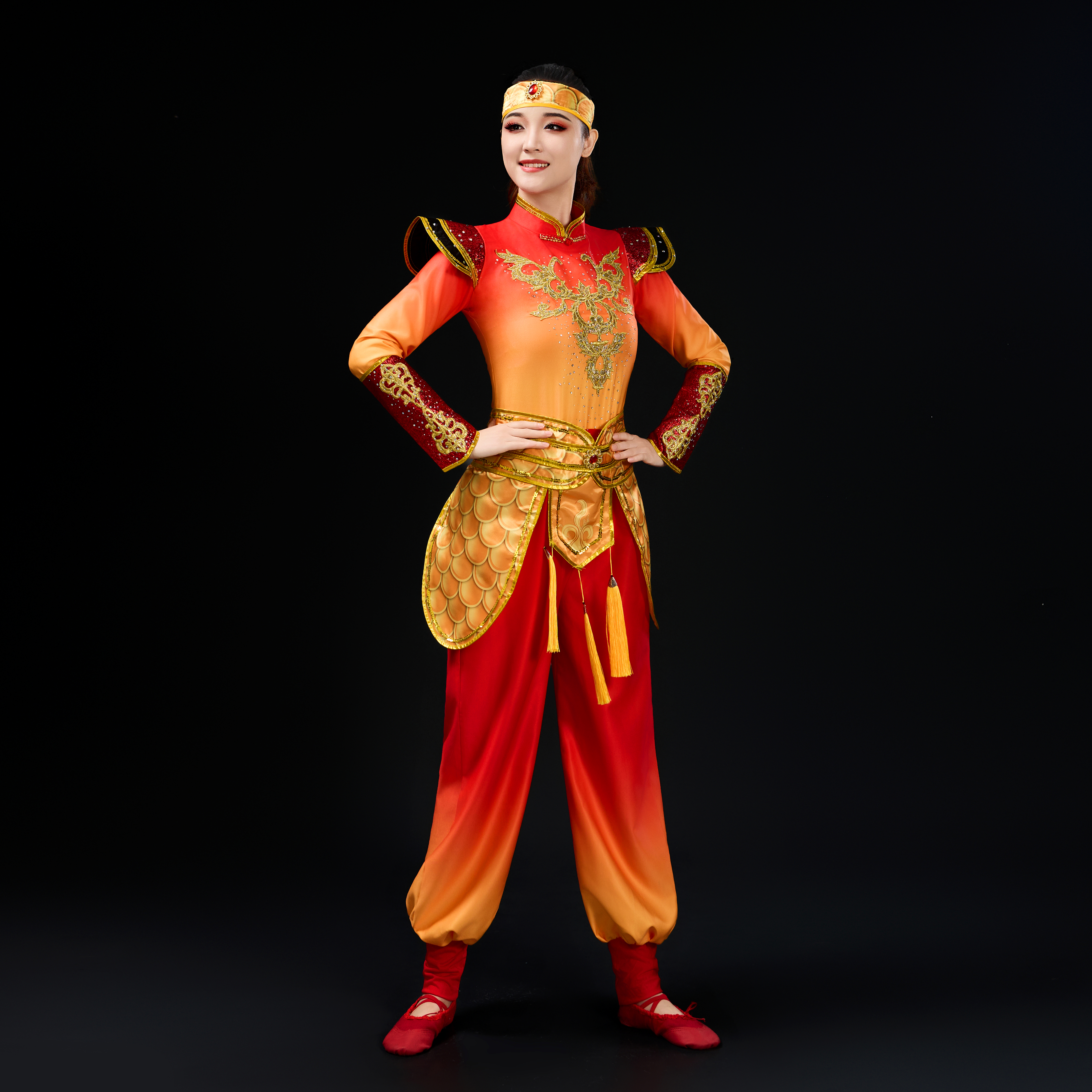 新款打鼓服秧歌服中国风喜庆男女大鼓腰鼓开场舞舞龙舞狮表演服装