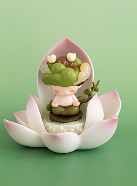 一叶莲台陶瓷莲花底座装饰摆件