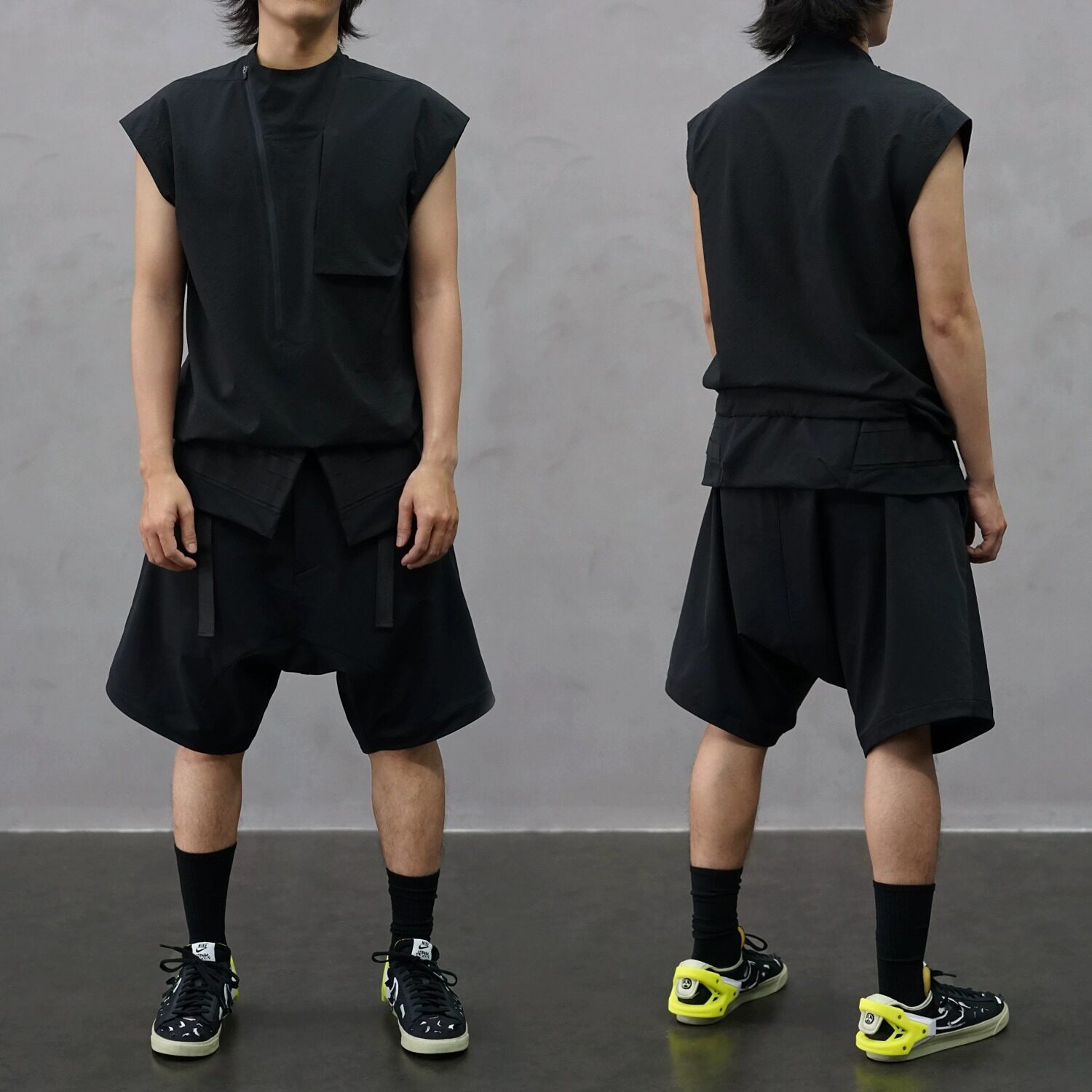 NOSUCISM 2024SS MOLLE SYSTEM APRON WAIST MULTI-POCKET SHORTS