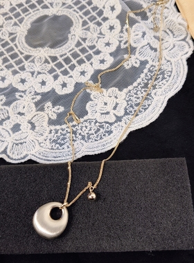 新款韩版时尚百搭气质复古金属钱袋项链轻奢小众秋冬潮长款毛衣链