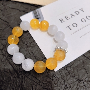 单圈手串送女友闺蜜 百搭气质高级感黄水晶手链女款 新款 韩范时尚