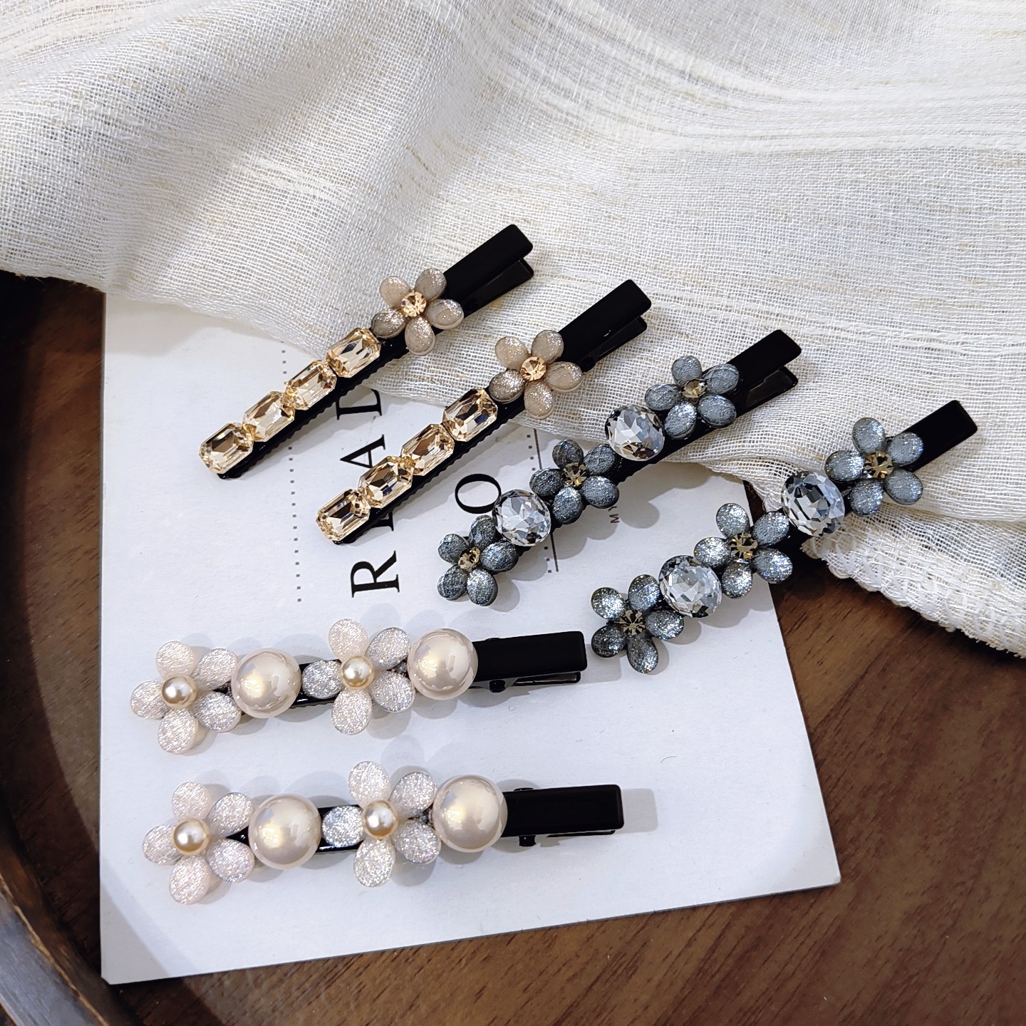 新款韩范时尚百搭轻奢气质高级感醋酸花朵发夹鸭嘴夹侧边夹发饰女