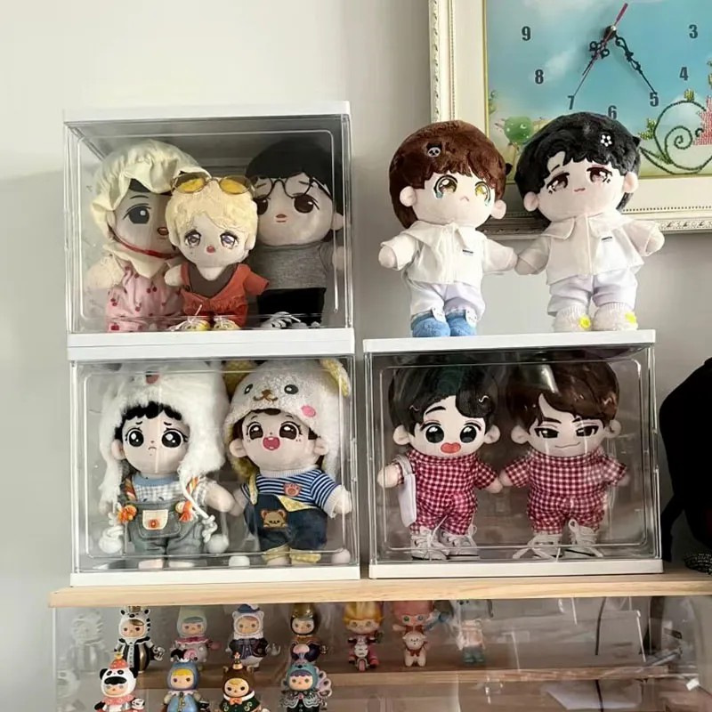 20cm棉花娃娃防尘收纳盒子娃衣娃用收纳柜毛绒玩具防尘公仔展示柜