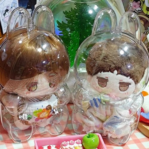 10cm棉花娃娃保护壳玩偶防尘壳15cm明星手办保护罩保护套透明便携