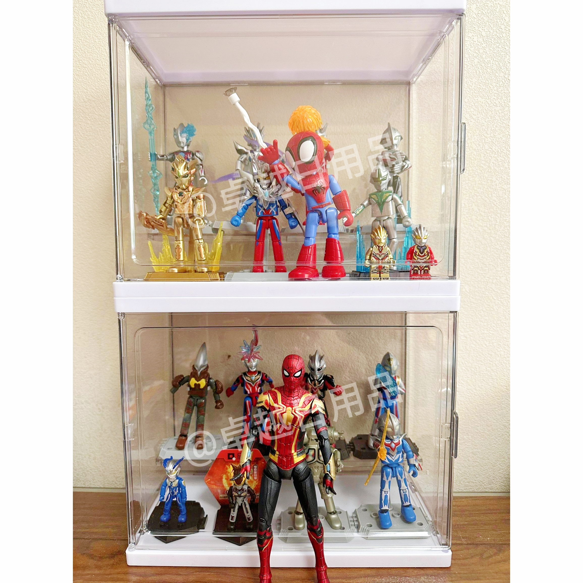 布鲁可收纳盒变形金刚收纳盒防尘透明展示盒奥特曼收纳桌面展柜