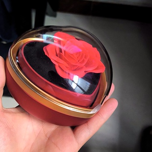 心形首饰盒戒指收纳盒透明翻盖粉色爱心礼盒送女友老婆求婚惊喜盒