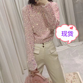 0点上新限时8折 TWO12 日本进口定制丝绒绣花全镜面闪片上衣