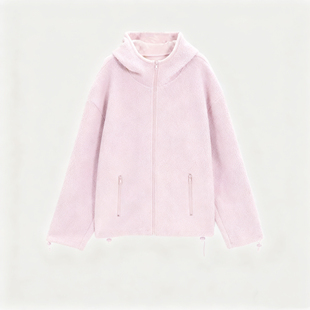 立裁高领连帽卫衣休闲夹克外套WC23895 初冬蔷薇