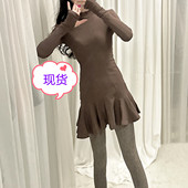 ALU高奢私服M rgielaH时期立裁裙摆随性卷边羊毛针织打底连衣裙