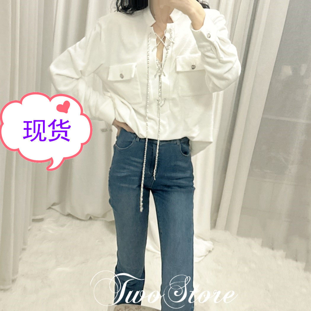 TWO2023春夏 小香23P细绒毛巾料小香经典链条名媛衬衫上衣