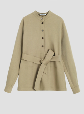 FOREVERCAN“柏克顿”极简英伦风半开门襟中长款衬衫上衣ST22844