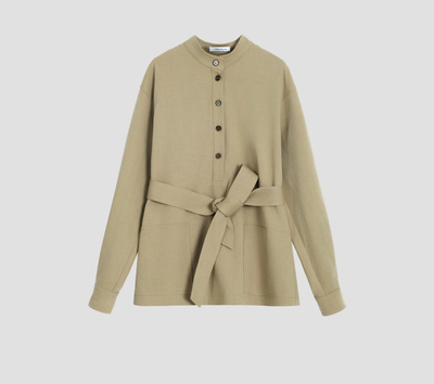 FOREVERCAN“柏克顿”极简英伦风半开门襟中长款衬衫上衣ST22844