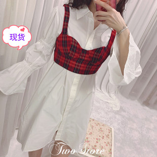 ALU私服ootd英國進口純手工製作西太后款jue版胸衣襯衫連衣裙
