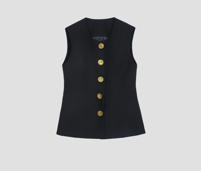 FOREVERCAN“巴黎公社”高级极简感收腰无袖马甲背心上衣 SC23055