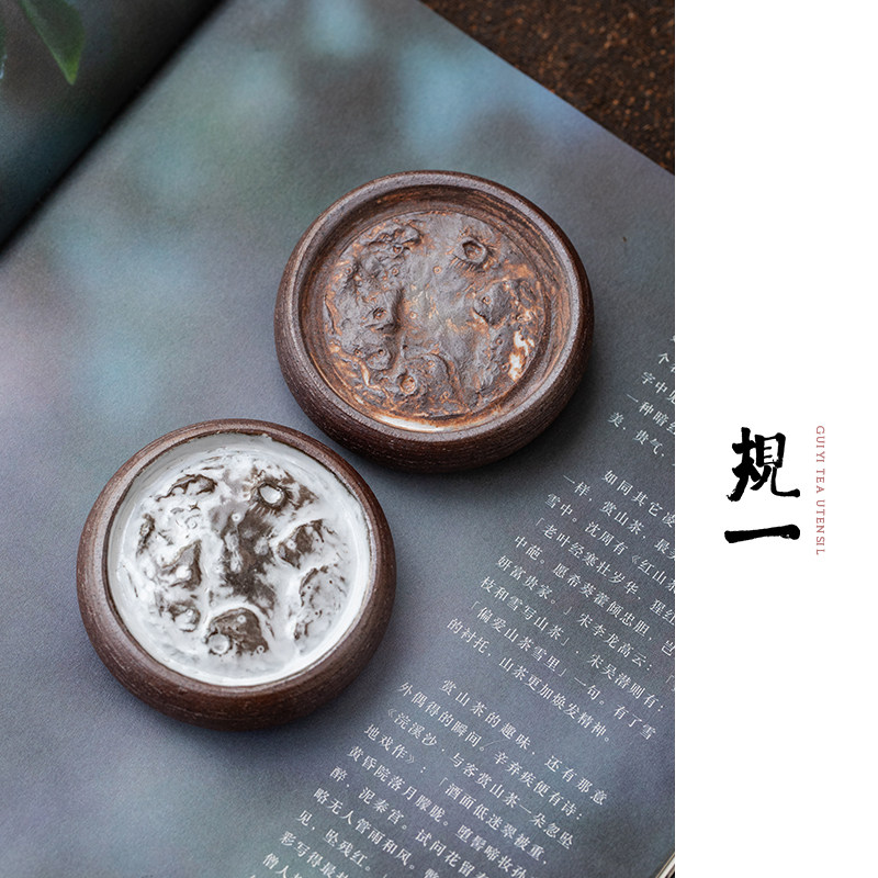 手工老岩泥月球盖置茶桌摆件办公室指尖茶玩手玩件茶艺茶道装饰品