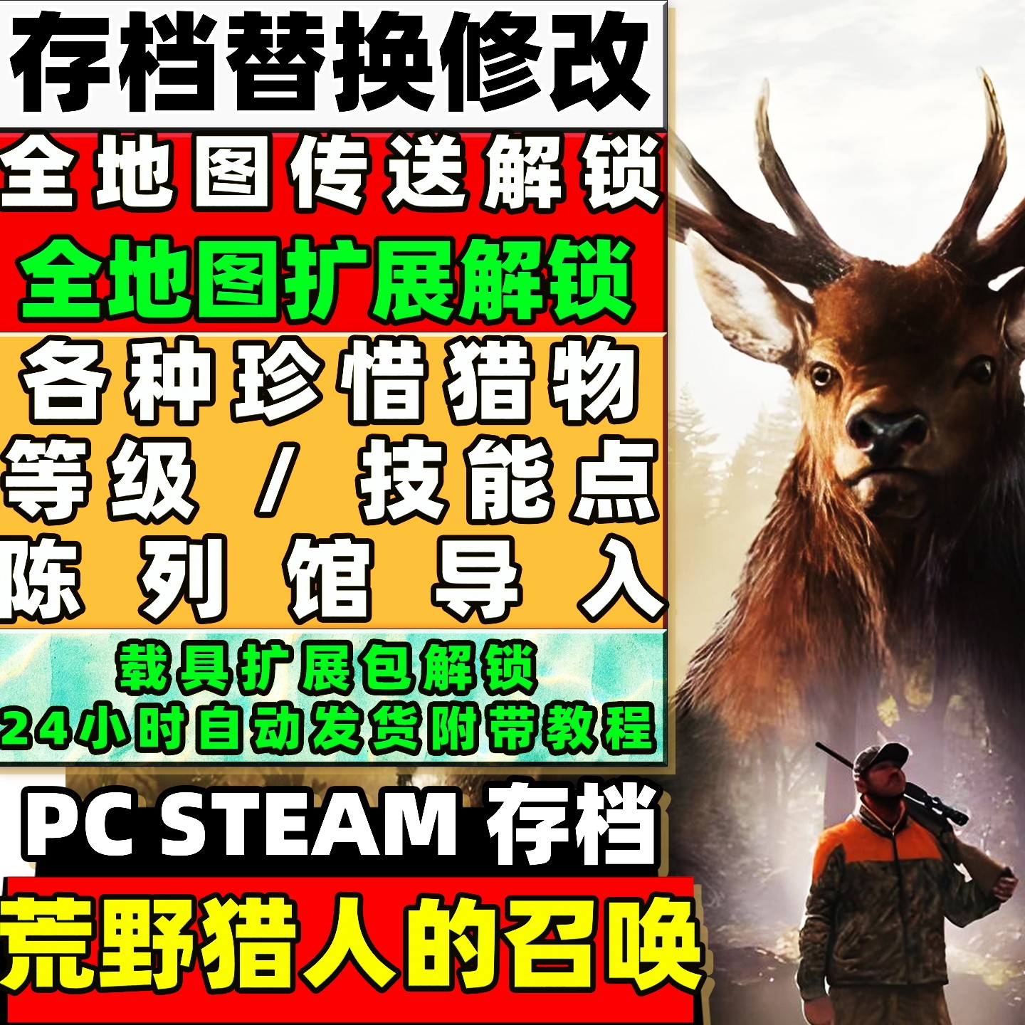 STEAM PC 荒野猎人的召唤 代练 存档修改 满级满技能点满装备异色图片