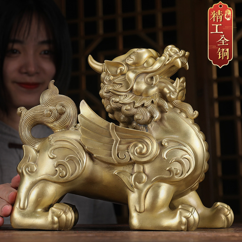 纯铜霸气貔貅摆件招财皮丘客厅吉祥物创意收藏寓意好的铜艺装饰品