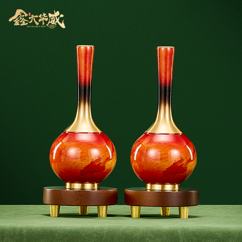 纯铜花瓶摆件客厅插花干花装饰品