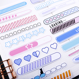 可爱的进度条 可书写便签框贴纸 环创标签自粘不干胶手帐贴纸贴画