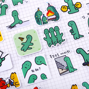 可爱卡通恐龙贴纸手帐儿童ins风装 饰贴画可爱动物防水diy手账帖纸