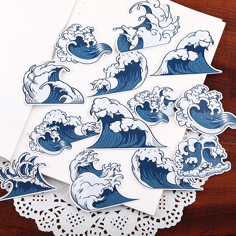 神奈川冲浪里 手帐 杖贴纸日系手账粘贴画手机复古套装素材小工具