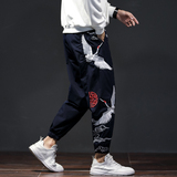 春秋冬新款原创风仙鹤刺绣休闲裤抽绳百搭小脚裤K228-P85，男装休闲裤，星座305A（原312A-1）