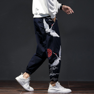 春秋冬新款原创风仙鹤刺绣休闲裤抽绳百搭小脚裤 K228-P85，男装休闲裤，星座305A（原312A-1）