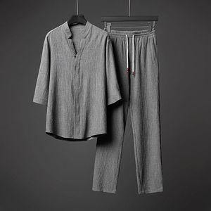 春夏新款风青年男士套装汉服唐装休闲两件套潮流  TZ201-P110图片