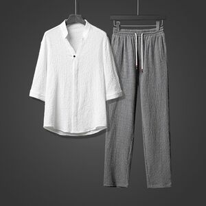 春夏新款风青年男士套装汉服唐装休闲两件套潮流 TZ201-P110图片
