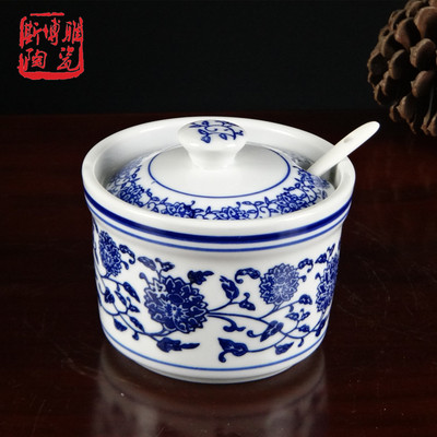 景德镇青花陶瓷带勺子油盐酱醋