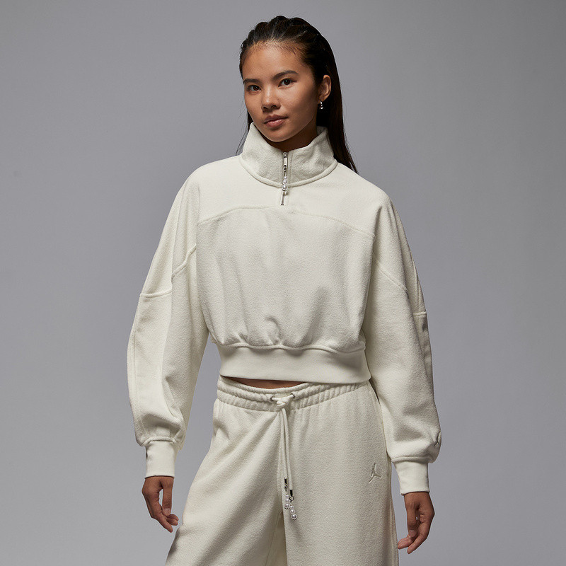 耐克女卫衣宽松加绒上衣冬季新款短款半拉链立领卫衣HV0327-133