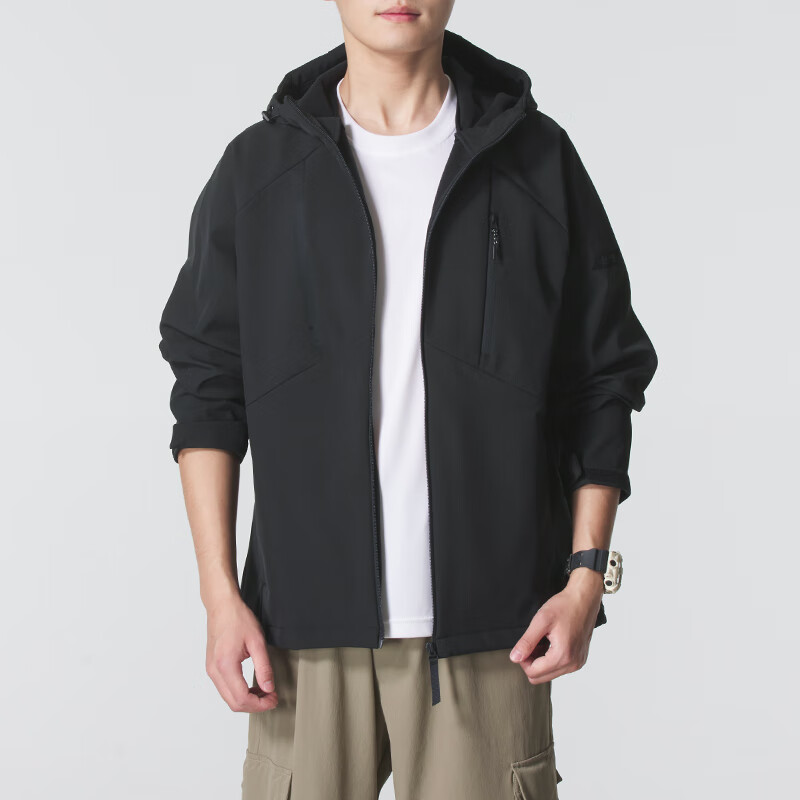 阿迪达斯男装2025秋季新款运动服防风外套健身休闲连帽夹克KG8966