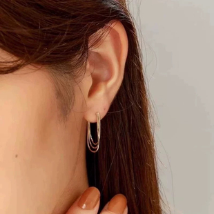 回馈款 蛇骨链条三连流苏耳钉925银镀金小众高级耳环耳饰 cocosh