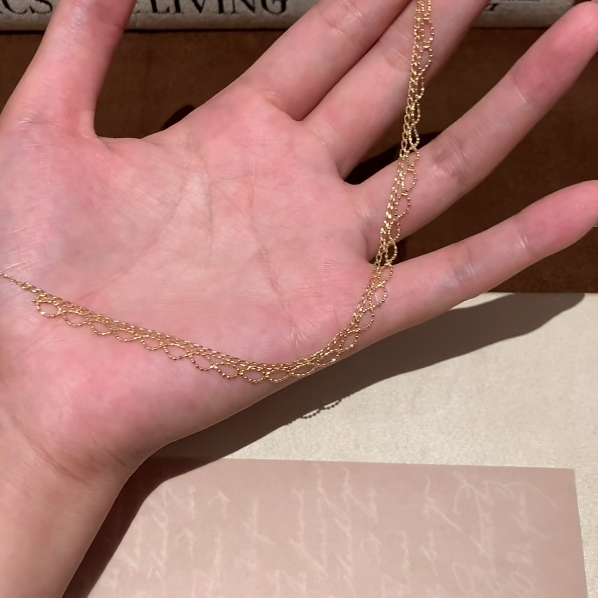 蕾丝控~日系简约925银镀金项链女轻奢小众精致高级感锁骨链礼物