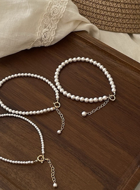 回馈款强光!灯泡baby施家小珍珠手链女新款ins小众设计高级感手环