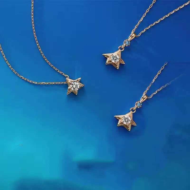 回馈款日系星星系列蓝钻莫桑石小王子蓝宝石项链锁骨链s925银镀金