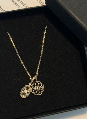 龙心同款白水晶镂空雪花项链高颜值个性小众时尚潮流百搭饰品礼物