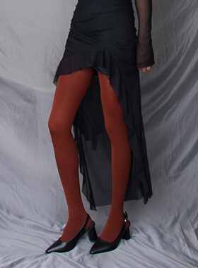 砖红色大码连裤袜加肥加大高个胖妹妹褐色打底袜春秋加长彩色丝袜