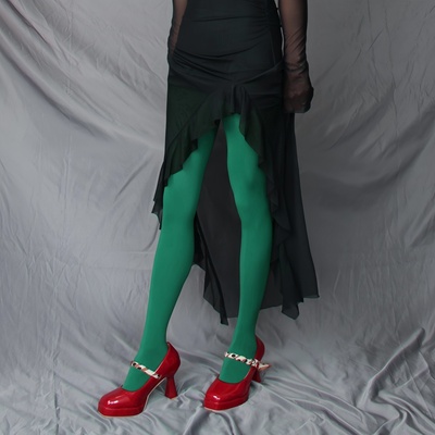 春秋款绿色美腿穿搭丝袜连裤袜子